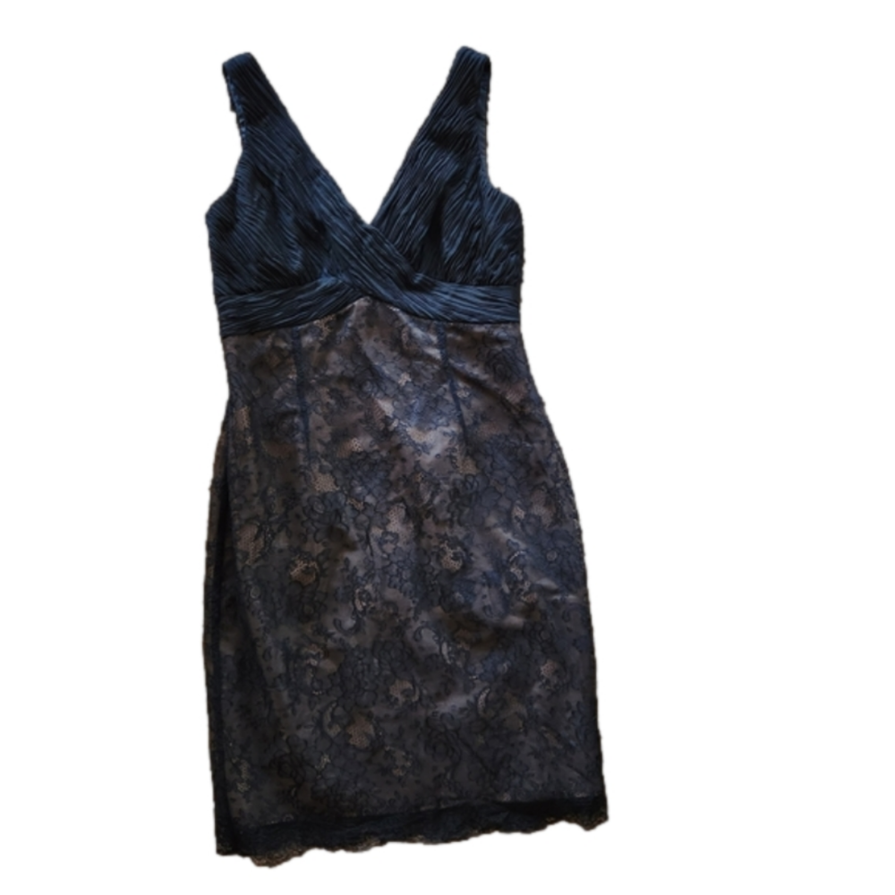 Jones Wear Dress Lace Black & Tan Sleeveless Dress. Size Large